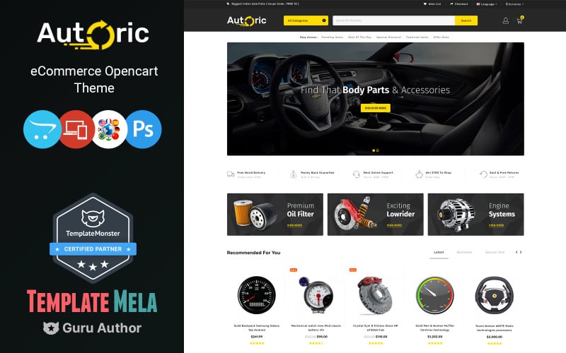 Autoric - Spare Parts Store and Tools Store OpenCart Template