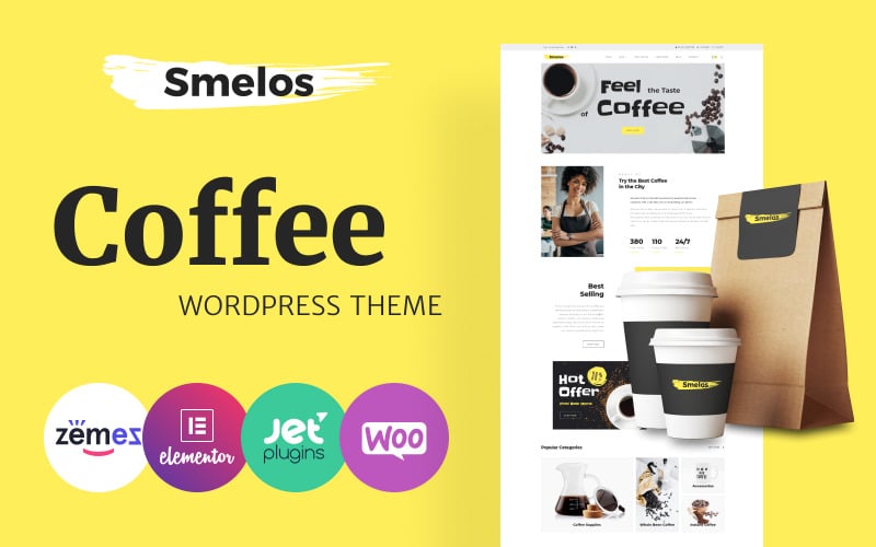 Smelos - Tema classico per WooCommerce di Elementor per l'ecommerce della caffetteria