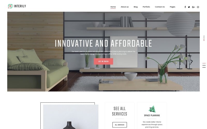 Interily - Modèle Joomla moderne de design d'intérieur E-Commerce