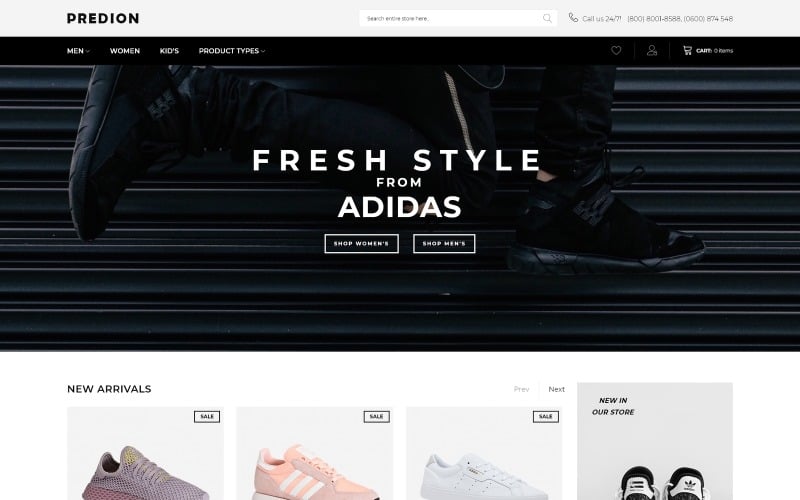 Predion - eCommerce Simple Shoe Store 线上购物 Theme