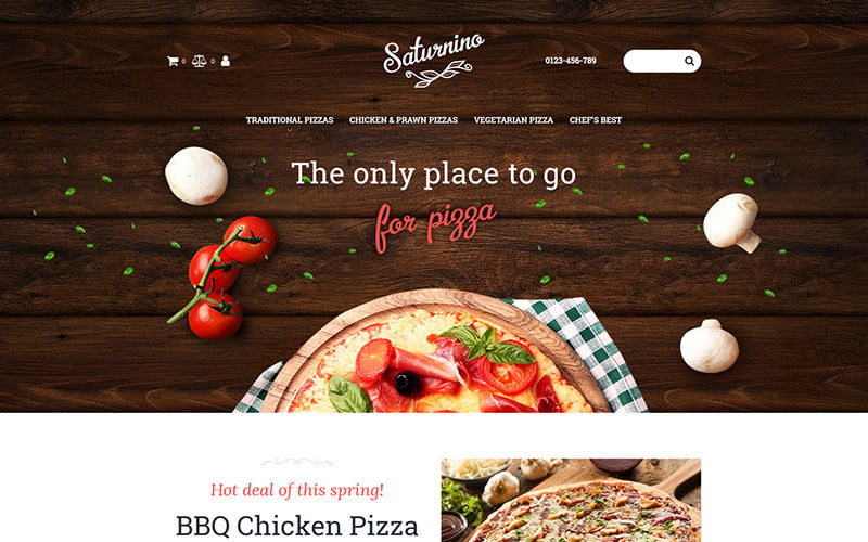 Saturnino - Modèle de commerce électronique Pizza MotoCMS