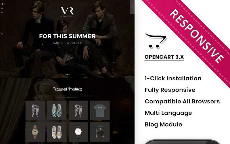 VR集合时尚商店响应式OpenCart模板