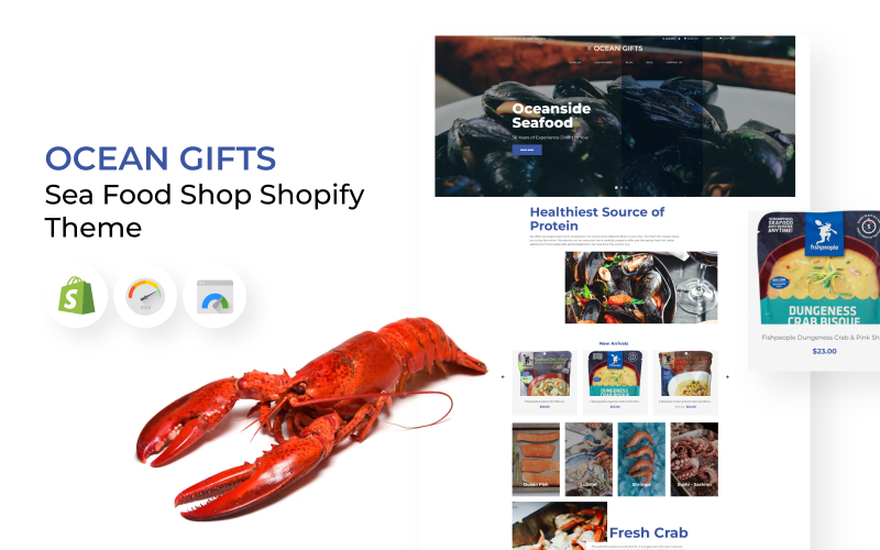 Cadeaux de l'océan - Thème Shopify pour magasin de fruits de mer