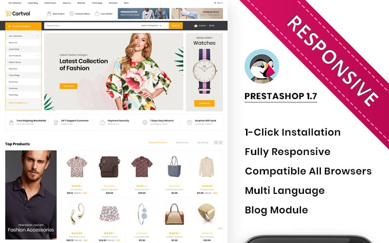 Cartvol - El tema de PrestaShop sensible a la moda Mega