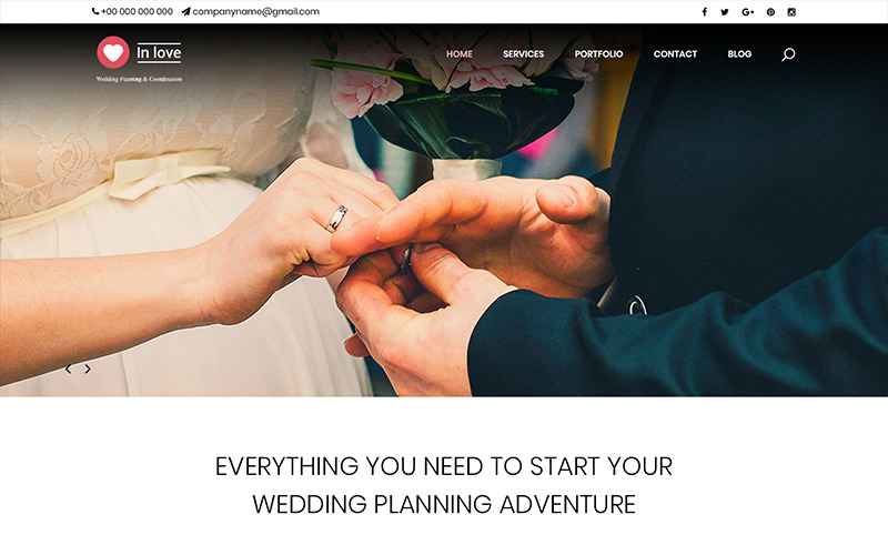 Enamorado - Plantilla PSD de planificador de bodas
