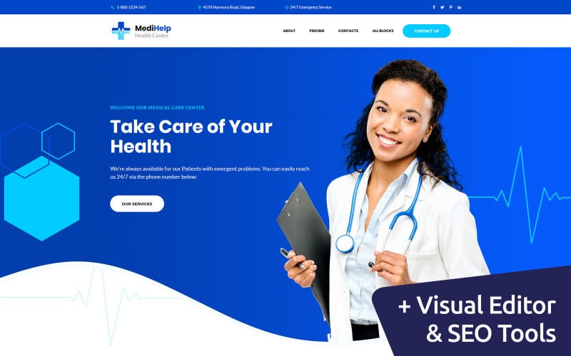 MediHelp - Health Center Landing Page Template