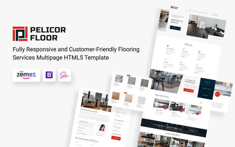 Pelicor Floor - Flooring Company Multipage HTML5 webbplatsmall