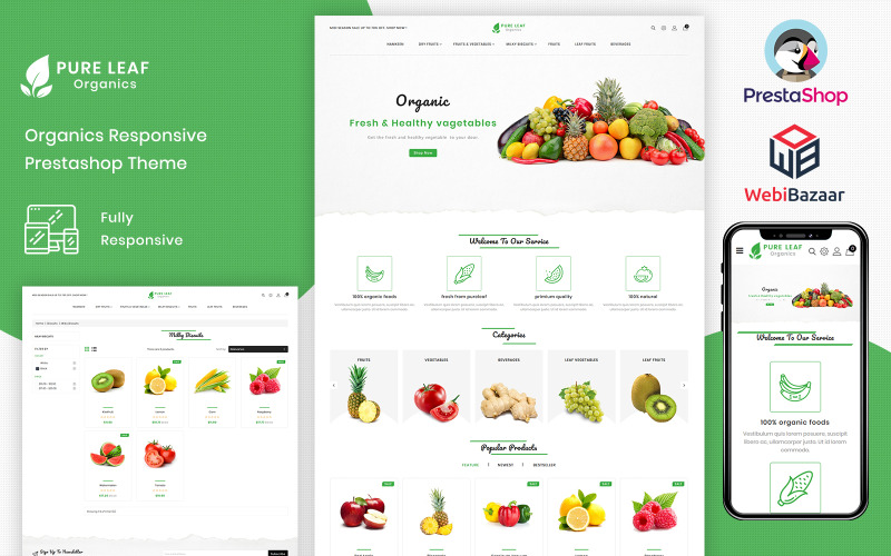 PureLeaf - Organikus PrestaShop téma