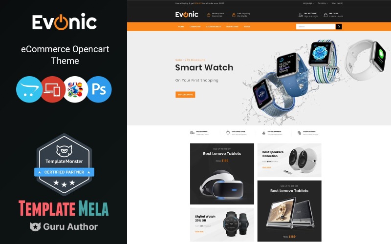 Evonic - Modello OpenCart per negozio di elettronica e multiuso