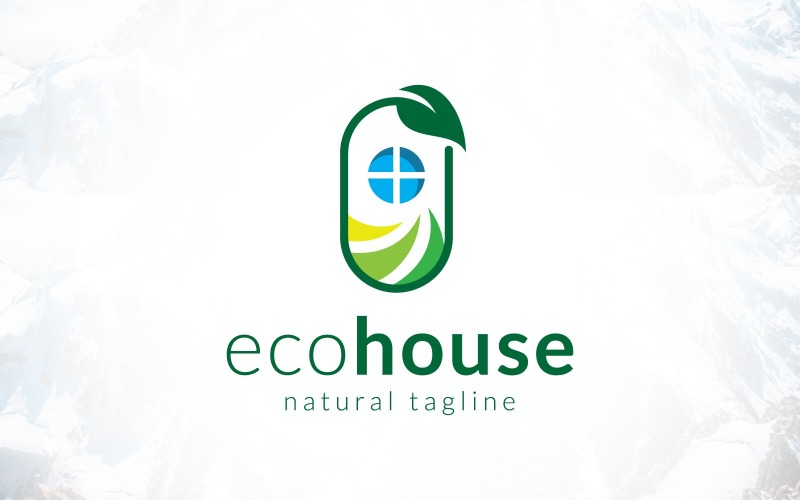 Logo de jardinage d'aménagement paysager de logement écologique