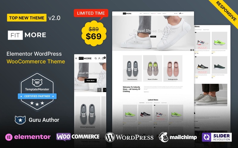FitMore - Skor och mode Elementor WooCommerce-tema