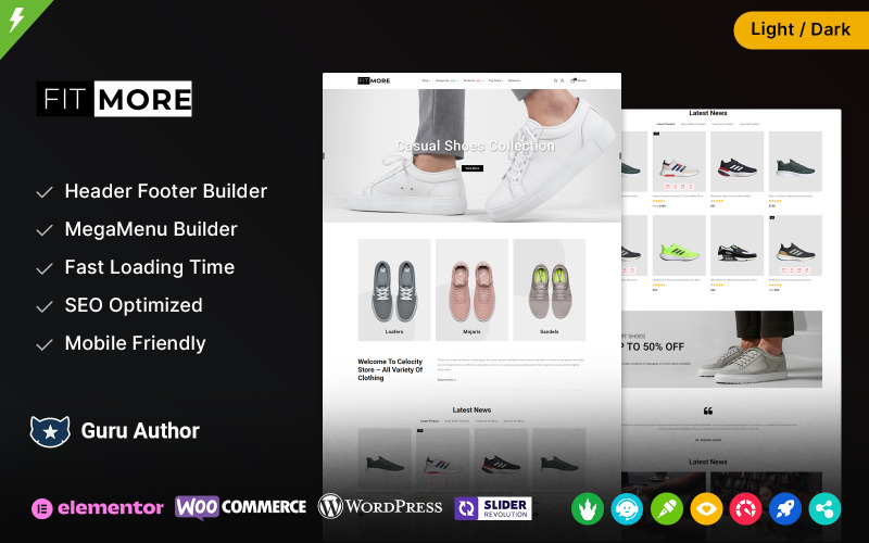 FitMore — тема Elementor для обуви и моды WooCommerce