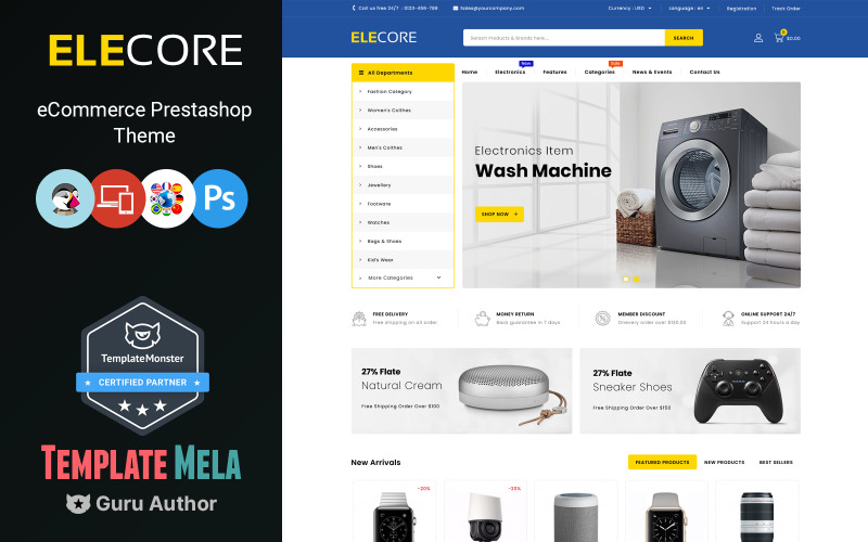 Elecore - Tema PrestaShop del negozio di elettronica