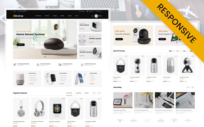 Eloshop - modelo responsivo OpenCart para loja de eletrônicos