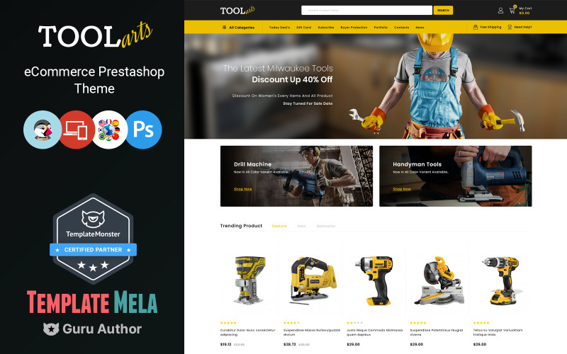 ToolsArts - Elektromos szerszámbolt PrestaShop téma