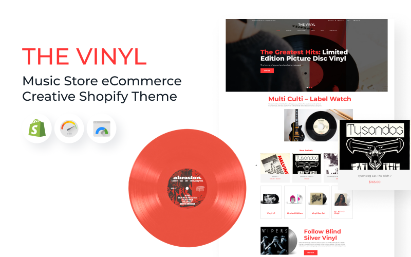 The Vinyl - Tema creativo de Shopify para comercio electrónico de la tienda de música