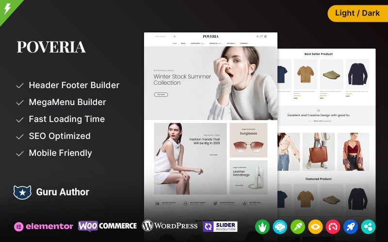 Poveria - Thème réactif Elementor WooCommerce pour boutique de mode