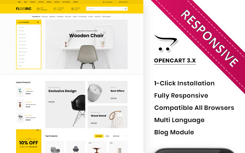 Flooric - responsywny szablon OpenCart Mega Furniture Shop