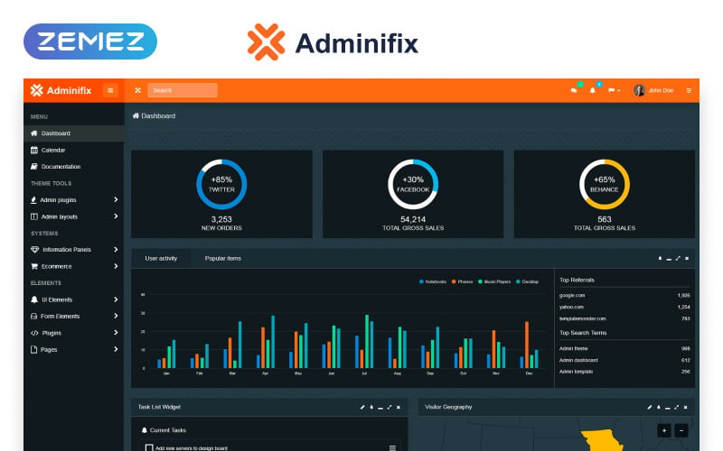 Adminifix -用于创造性仪表板的管理模板