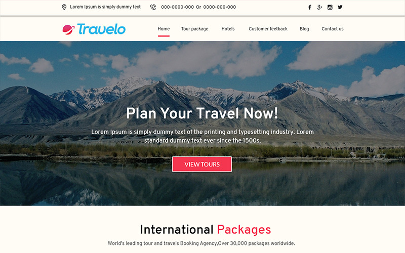 Travelo - PSD шаблон туристичного агентства