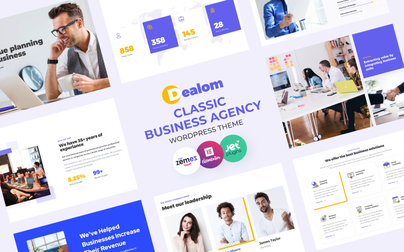 Dealom - Tema Elementor WordPress classico per agenzia d'affari