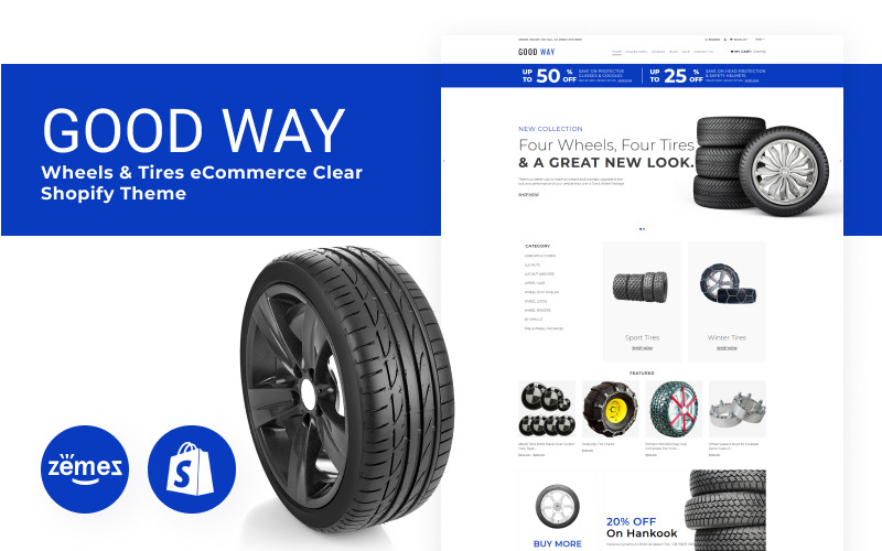 Guter Weg - Sauberes Shopify Wheels & Tires E-Commerce-Theme