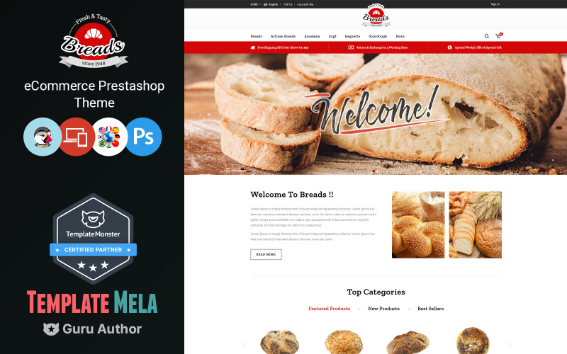 Pains - Thème PrestaShop Boulangerie