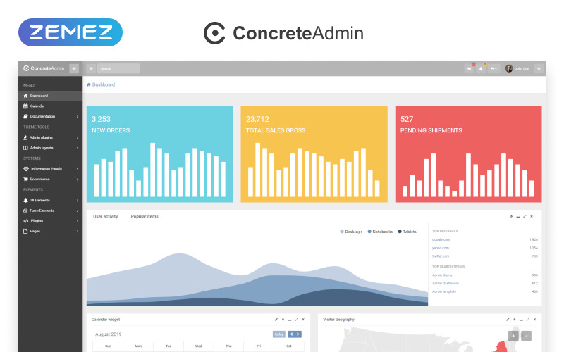 ConcreteAdmin - Modèle d'administration de tableau de bord propre