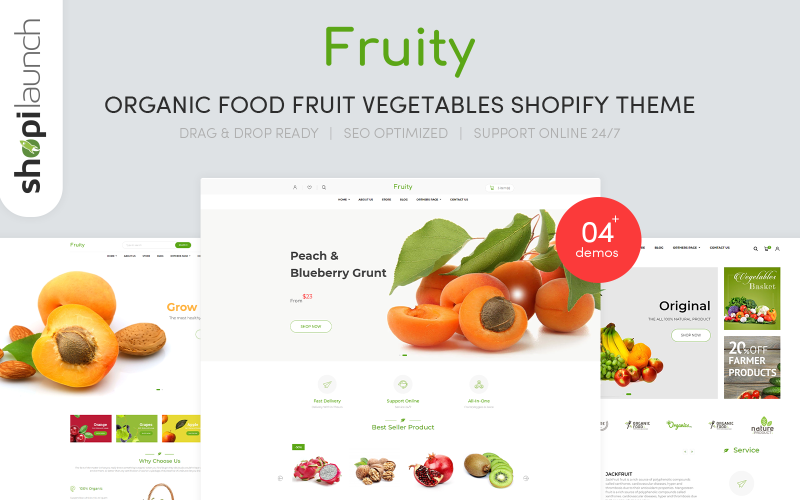 Fruity - Organic Food / Fruit / Vegetables e-Ticaret Shopify Teması