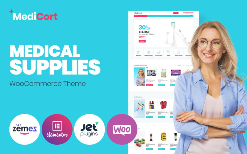 MediCort - Тема WooCommerce Класичний Elementor Medical ECommerce