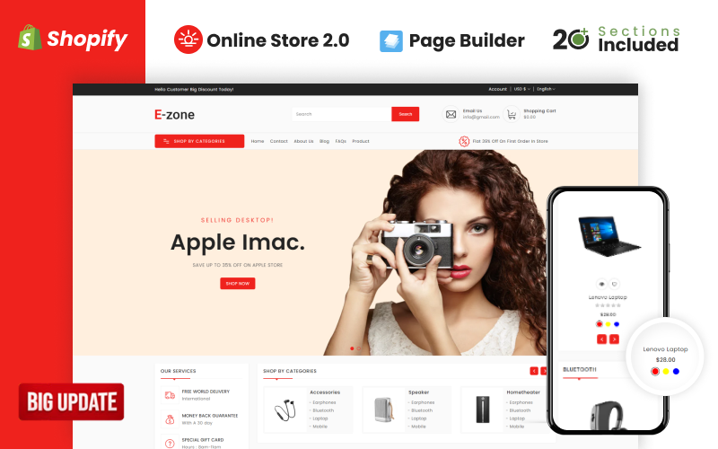 Tema Shopify del negozio di elettronica Ezone