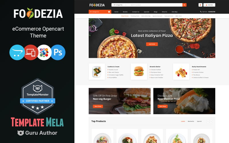 Foodezia -餐厅商店OpenCart模板