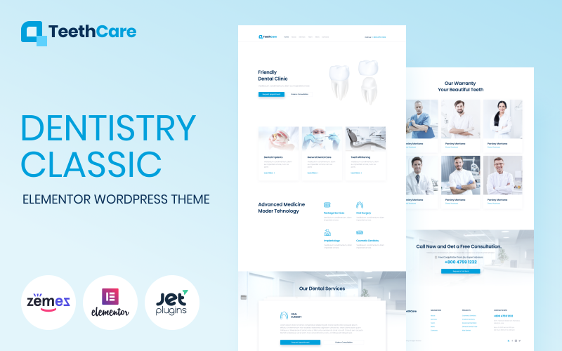 TeethCare - Stomatologia Klasyczny motyw WordPress Elementor