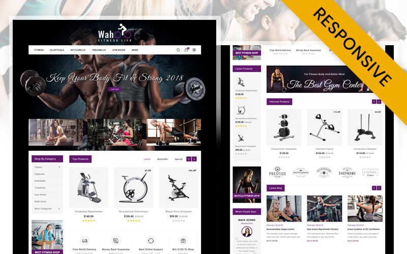 Fitness Life - Modèle réactif OpenCart pour magasin d'équipement de gym