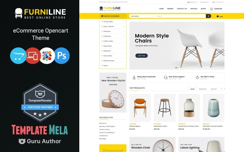 Furniline - szablon OpenCart dla sklepu z dekoracjami do domu