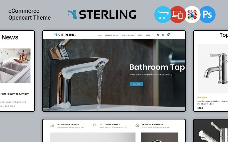 Sterling - Modèle OpenCart de magasin d'accessoires de salle de bain