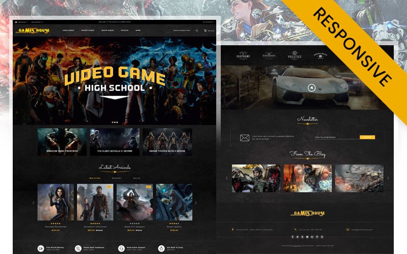 Modelo responsivo OpenCart para loja de videogames