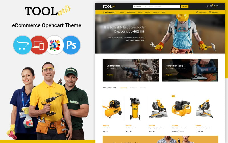 ToolArts - Power Tools and Spare Parts Store OpenCart Template