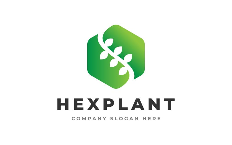 Logotipo da tecnologia agrícola moderna Hexa Plant Farm