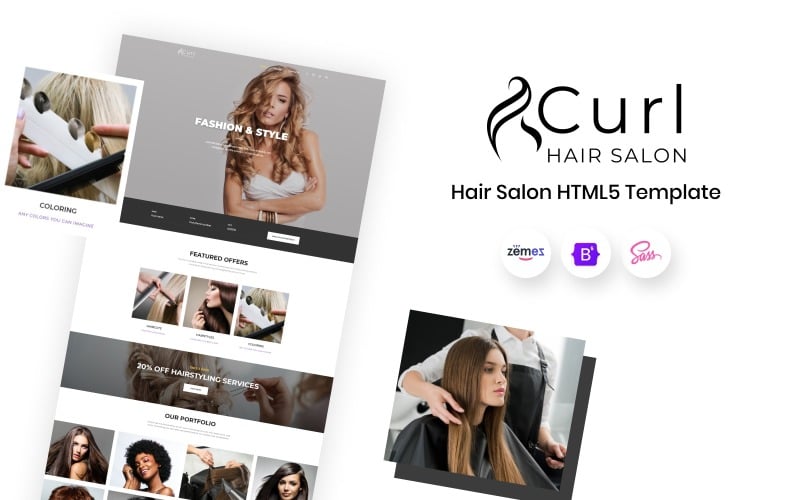 Curl - Hair 沙龙 Elegant HTML 着陆页 Template