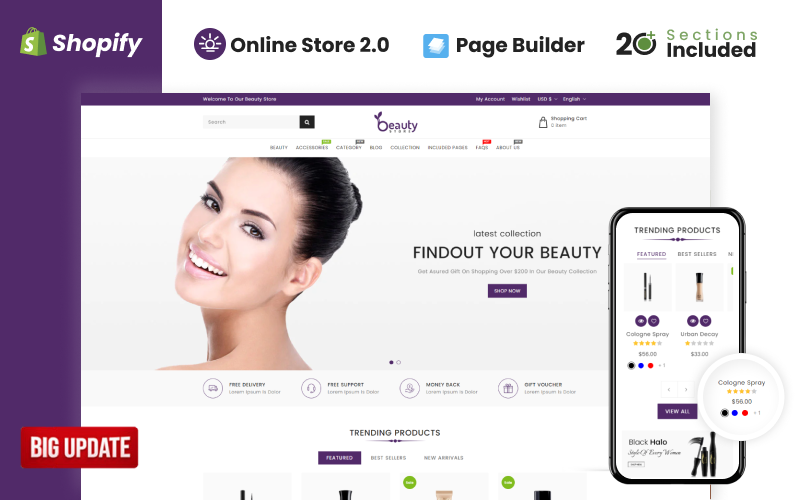 Motyw Shopify Beauty Cosmetics Store