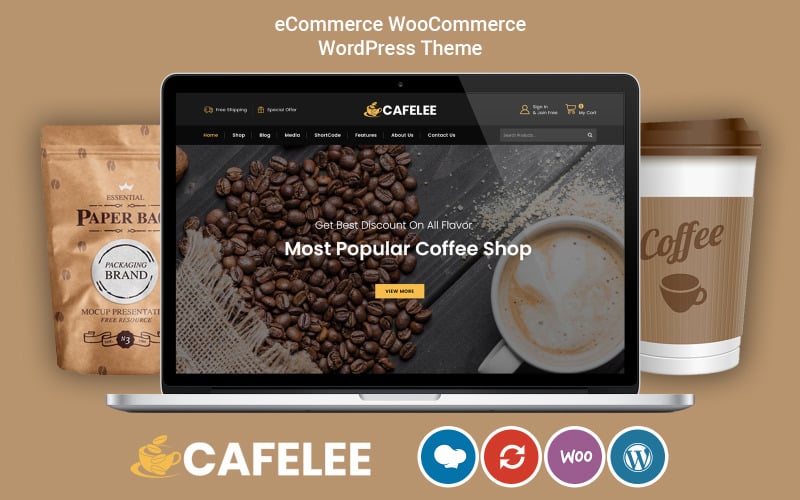 Cafelee – магазин продуктів харчування та ресторанів. Тема Elementor WooCommerce