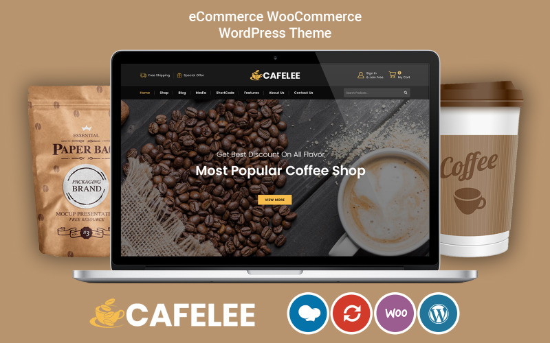 Cafelee - Tema WooCommerce Elementor de loja de alimentos e restaurantes