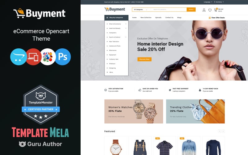 Buyment - Mega Mağaza ve Çok Amaçlı OpenCart Şablonu