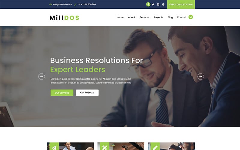 MillDos Finance | Business Consulting PSD-sjabloon