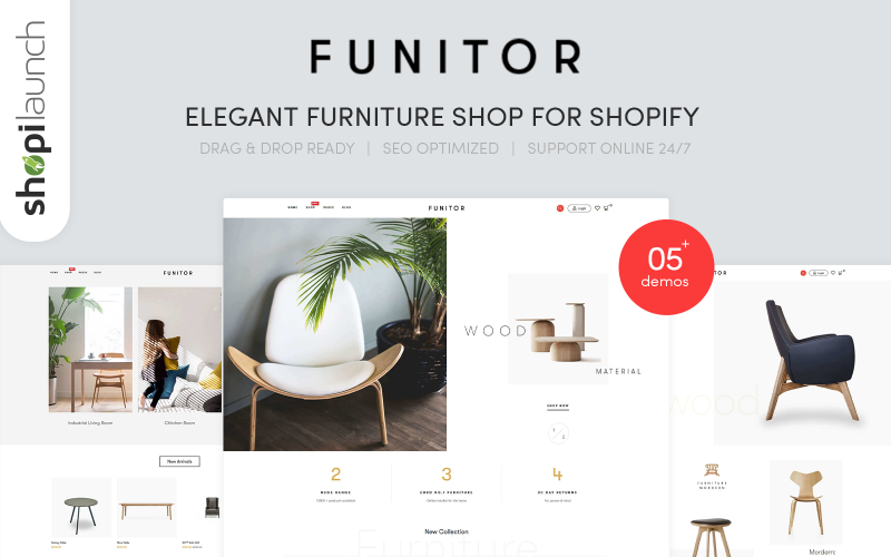 Funitor - Elegáns bútorüzlet a Shopify témához