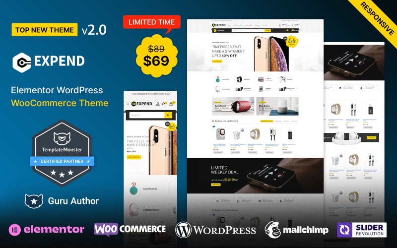 Expend — тема Elementor WooCommerce для электроники и Mega Store