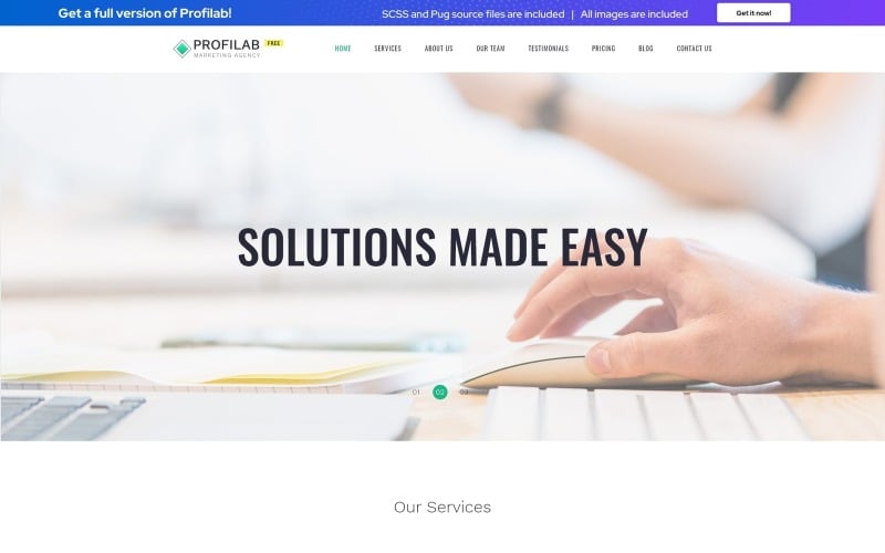 Profilab -营销机构免费的HTML登陆页模板