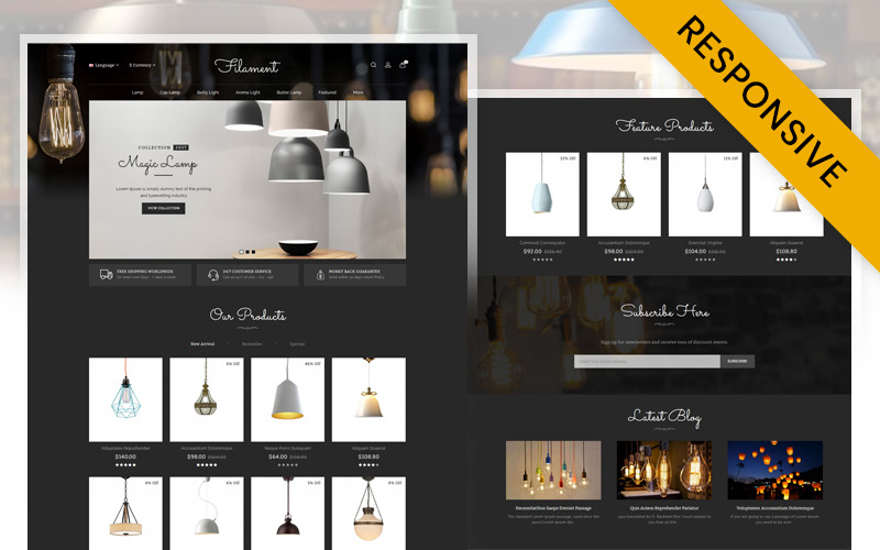 Filamento - Modello reattivo OpenCart del negozio di illuminazione