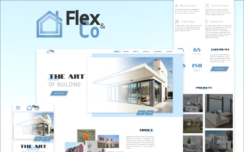 Flex & 共同建筑和建设机构PSD模板